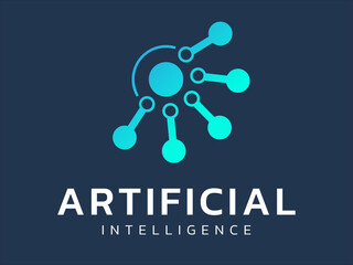 Artificial intelligence with eye circle network movement data Network technology Analysis logo vector design concept. AI technology logotype symbol for advance technology, tech company, identity, ui.