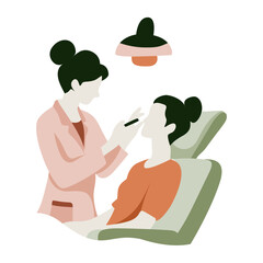 Stylized Illustration of Doctor Examining Patient