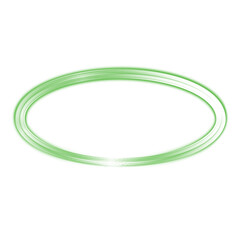 Green neon light line frame, high-speed moving elliptical light, glowing light, fast rotating laser light line