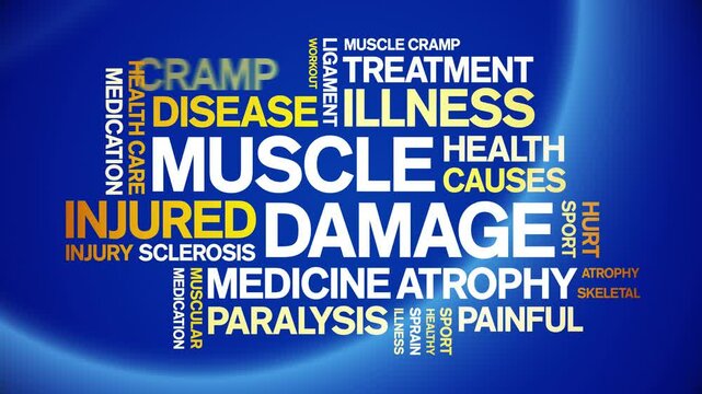 Muscle Damage animated word cloud-text design animation tag kinetic typography seamless loop.һ����: