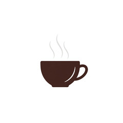 Obraz premium Brown Coffee Cup with Steam Simple Vector Illustration Hot Beverage Concept.