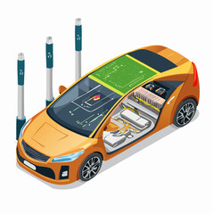 Naklejka premium Cars driving on the road with modern vehicle design illustration