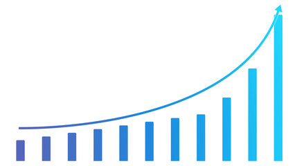 Exponential Growth Bar Chart with Blue Gradient and Transparent Background
