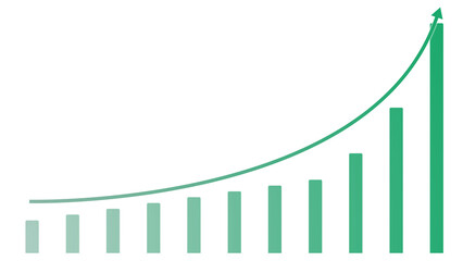 Exponential Growth Bar Chart with Green Gradient and Transparent Background

