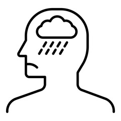 Depression and Sadness Icon. Vector Line Icon