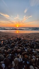 Obraz premium Footstep print on sand during sunset on beach, Preveza, Greece