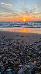 Footstep print on sand during sunset on beach, Preveza, Greece