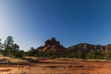 Bell rock at night with stars