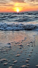 Footstep print on sand during sunset on beach, Preveza, Greece