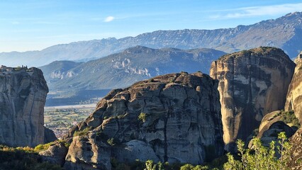 Serene morning in impressive Meteora monasteries. Central Greece