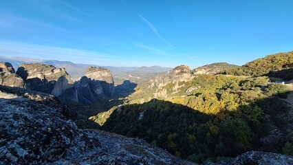 Serene morning in impressive Meteora monasteries. Central Greece