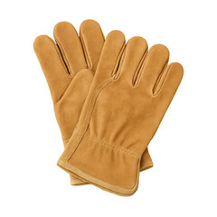 Isolate Transparent A pair of durable, tan leather gloves designed for outdoor work and gardening activities. PNG Die-Cut