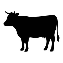Black silhouette design of cow, dairy cow stock illustration