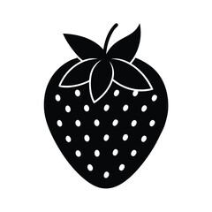 Strawberry With Green Leaves Icon Vector Illustration