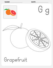 Alphabet Tracing and Fruit Coloring Book for Kids &ndash; A to Z Letter Practice with Matching Grapefruit &ndash; Educational Preschool Activity Pages