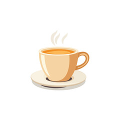 Obraz premium Steaming Cup of Tea or Coffee on a Saucer, Flat Design