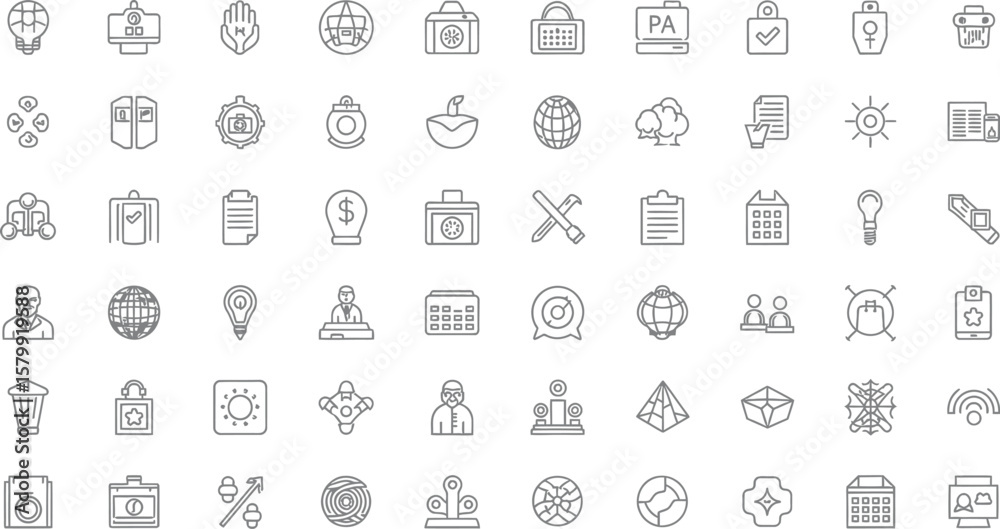 Fototapete vector art of a comprehensive set of line icons are displayed, perfect for web design, user interfac