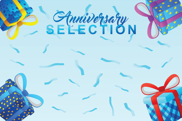 Gift Box Present with Various Bright Colorful Wrapper and Confetti Cartoon for Background Vector