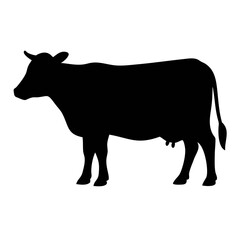 Standing cow side view silhouette icon vector stock illustration