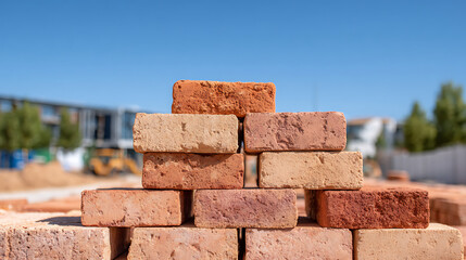 Obraz premium p3685236 58 Construction project featuring stacked bricks in a building site during daylight hours 58165317 1