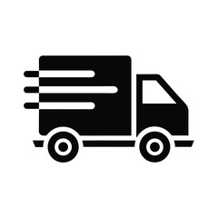 Delivery Truck With Motion Lines Icon Vector Illustration