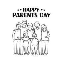 Obraz premium Happy Parents Day Family Illustration Line Art Graphic Design