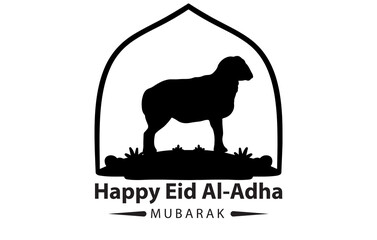 Goat vector silhouette icon illustration, a symbol of wild animal meat design, Eid al-Adha greeting design image for sacrificial animals