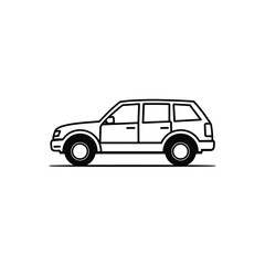 Fototapeta premium SUV Car Outline on Transparent, Automotive Style, Minimalist Design, Car Icon