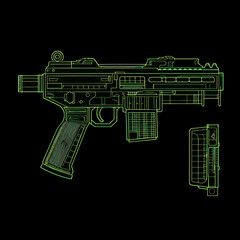 Gun firearm machine digital vector