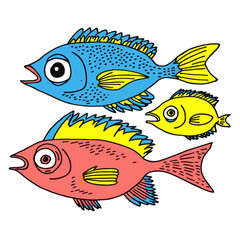 Naklejka premium Fish illustration colorful cartoon vector