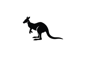 Fototapeta premium Elegant Kangaroo Illustration Featuring a Clean and Minimalist Design in Black Silhouette on White Background silhouette