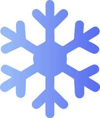 Stylized blue snowflake with rounded arms isolated on transparent background