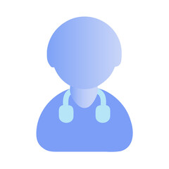 Stylized doctor icon with stethoscope in soft blue gradient isolated on transparent background