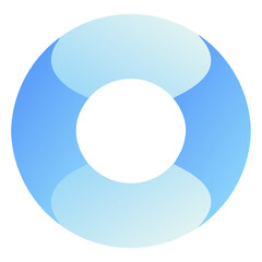 Abstract blue and white circular shape with gradient isolated on transparent background