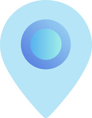 Abstract blue gradient location pin icon isolated on transparent background