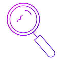 Magnifying glass icon with purple gradient outline isolated on transparent background