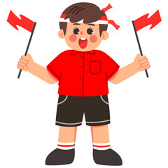 Double Flag Cheer Kids Illustrations