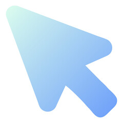 Modern blue gradient computer mouse cursor pointer isolated on transparent background