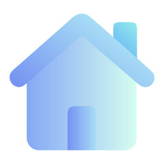 Simple modern house icon with blue gradient isolated on transparent background