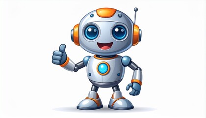 Fototapeta premium Cute Friendly Robot Giving a Thumbs Up AI Technology and Future Companionship