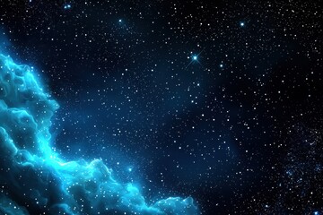 Fototapeta premium Glowing Blue Nebula and Scattered Stars in Dark Space
