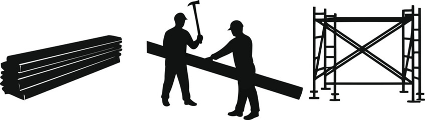 silhouette set of tools vector labour