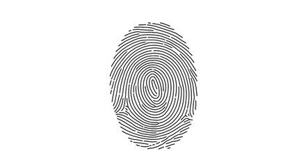 a minimalist vector illustration of a fingerprint with clean, flowing lines in a spiral pattern, centered on a white background