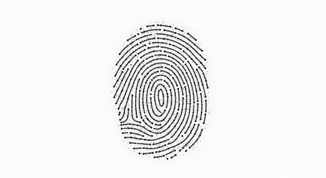 a minimalist vector illustration of a fingerprint with clean, flowing lines in a spiral pattern, centered on a white background - Powered by Adobe
