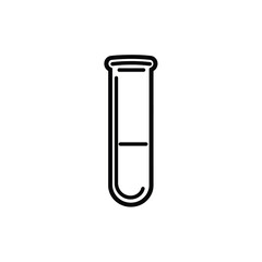 Tube Labware Outline With Liquid Line Isolated on Transparent Background Medical Icon