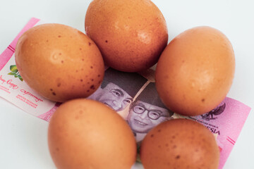 Eggs with Indonesian Rupiah – Concept of Food Inflation and Rising Living Costs
