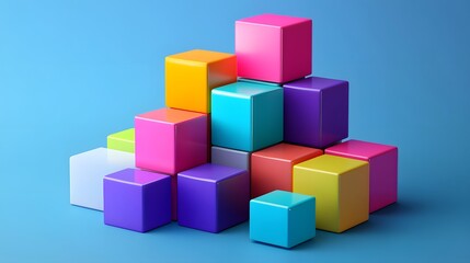 Obraz premium Colorful stacked cubes on a plain background.
