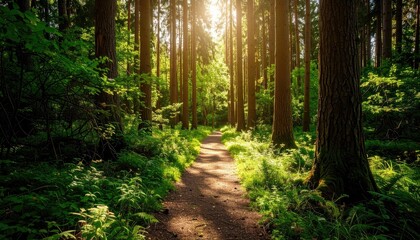 Obraz premium Sunlit forest path (12)
