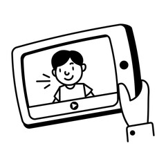 A doodle style icon representing video clip
