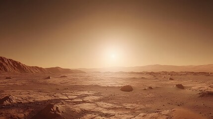 Naklejka premium Martian landscape under a bright sun.